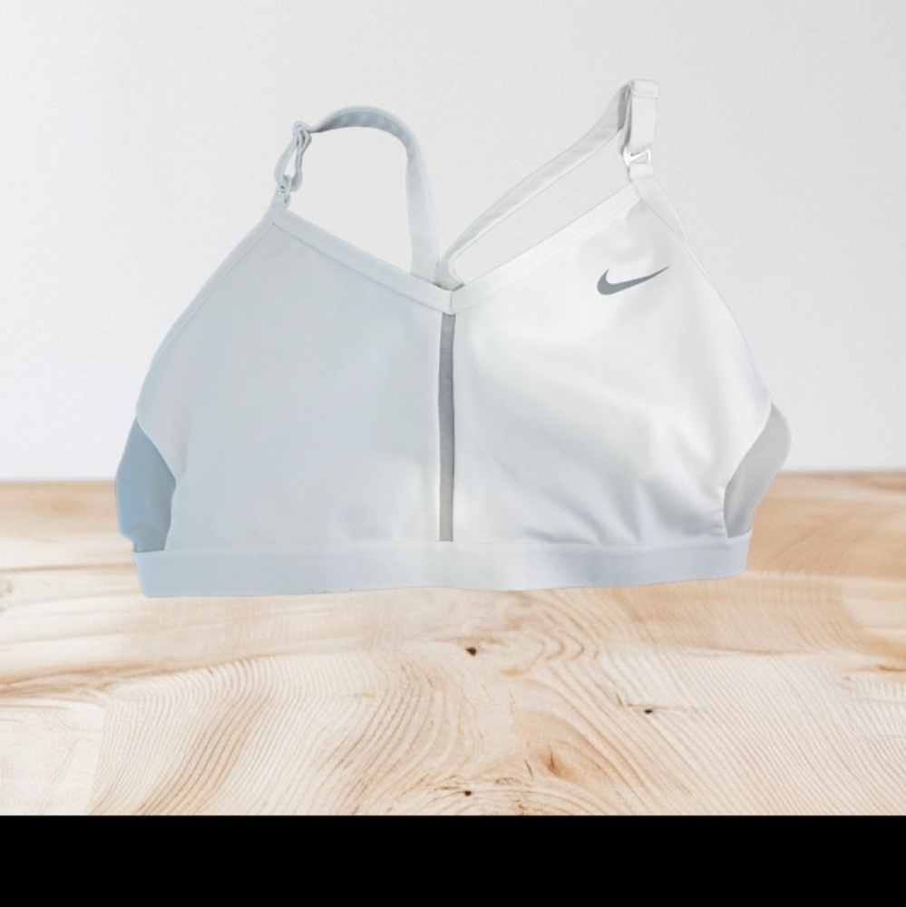 Nike Women's White  and Gray Sports Bra